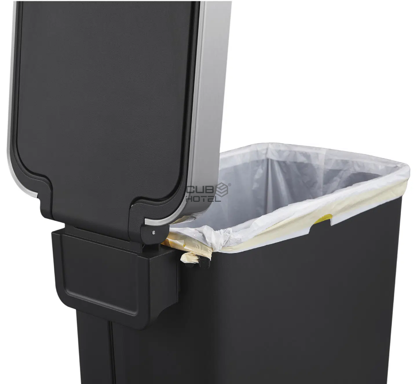 Cubo negro con pedal 40L Hana Slim